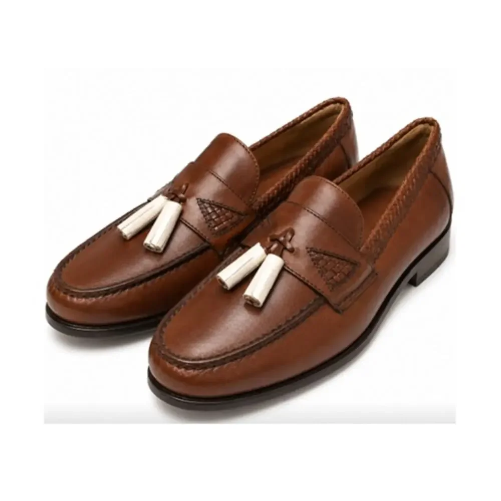 Johnston & Murphy Brown Leather Tassel Loafers Moc Toe Mens 10.5M Dress Shoes